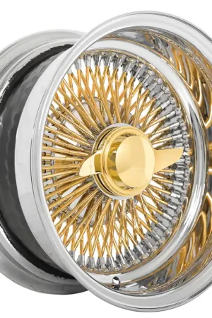 13x7" LA Wire Wheels Reverse 100-Spoke Straight Lace American Gold Plating Spokes with Chrome Nipples and Lip Rims Price Drop