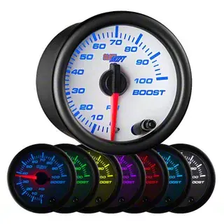 100 PSI Boost Gauge; White 7 Color Same Day Shipping