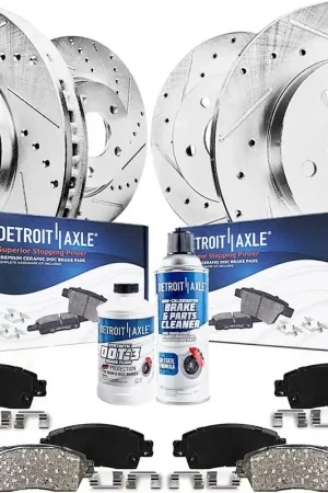 10pc Front & Rear Drilled Slotted Rotors and Ceramic Brake Pads Kit Big Sale